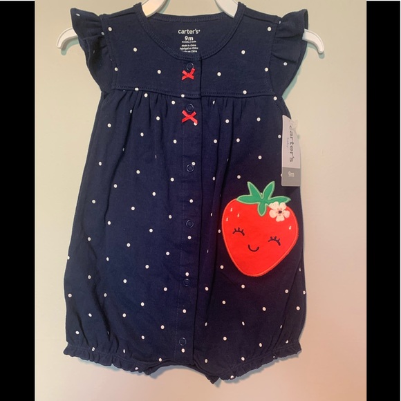 NWT Carter’s Little Strawberry Romper Sz 9M - Picture 1 of 4